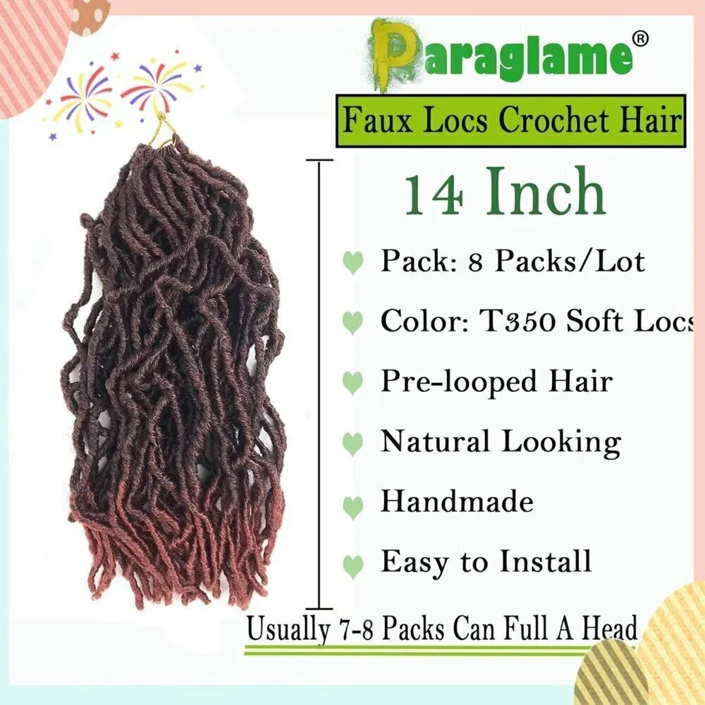 14 Inch Soft Locs Crochet Hair for Black Women, 8 Packs Faux Locs Crochet Braids